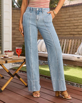 Loriana Stretch Pintuck Wide Leg Jeans